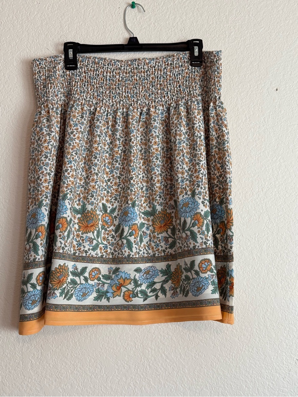 SHEIN Cream Skirt with Blue, Orange & Green Floral Border - 2XL